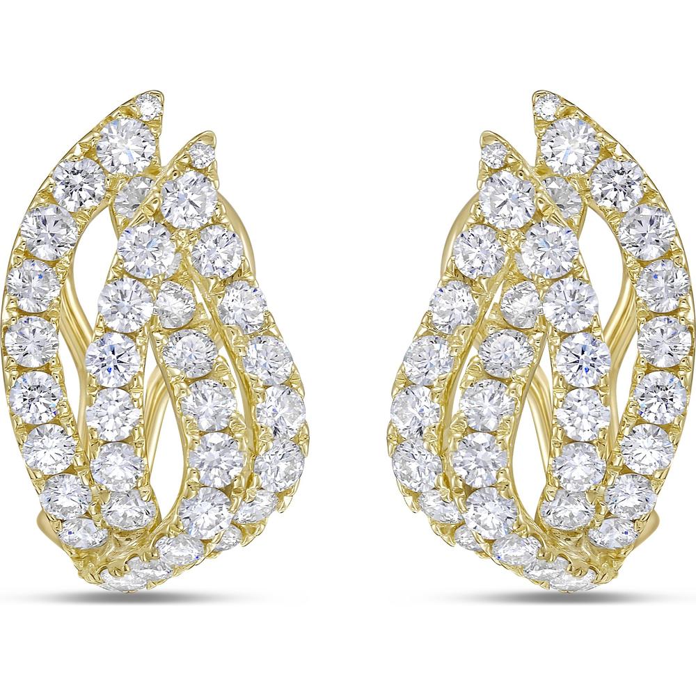 Charles Krypell - Diamond Double Leaf Huggie in 18K Yellow Gold