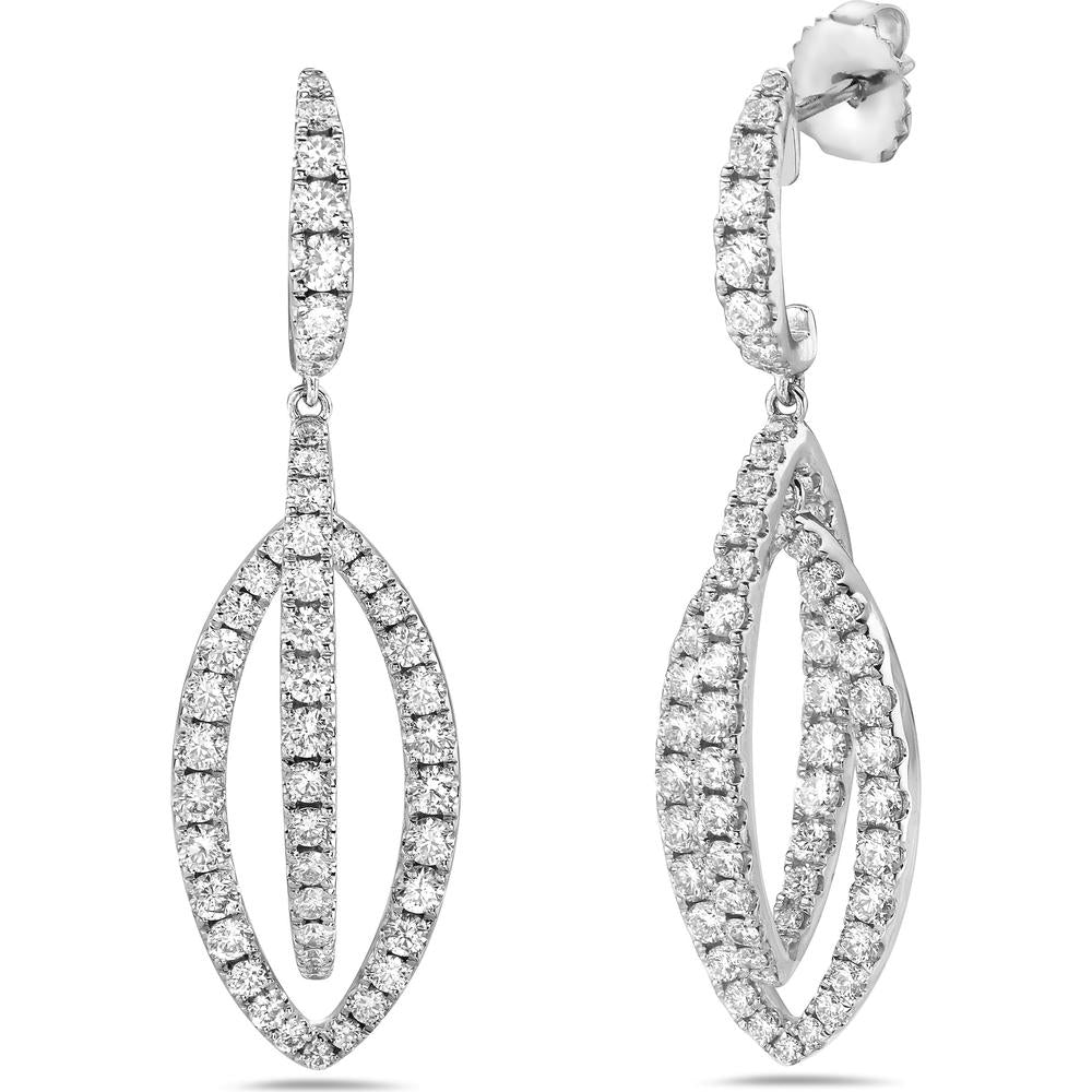 Charles Krypell - Diamond Double Marquise Shape Diamond Drop Earrings in White Gold in 18K White Gold