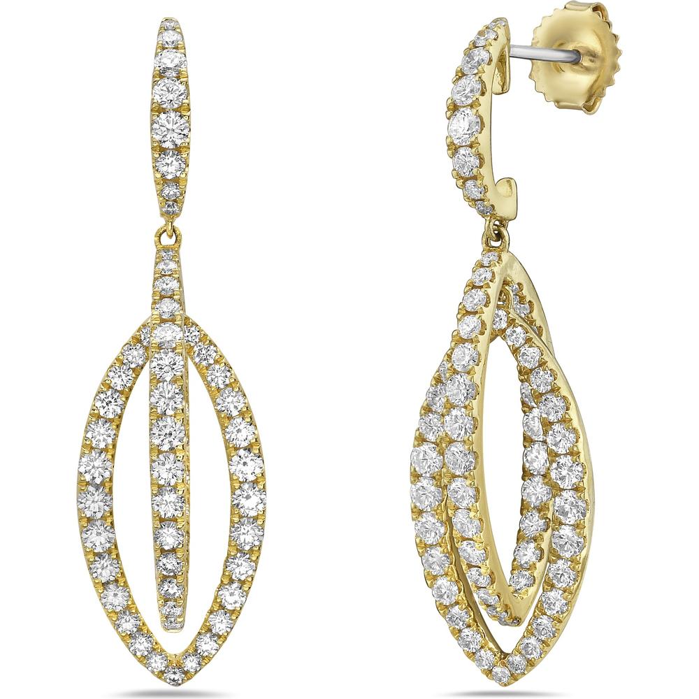 Charles Krypell - Diamond Double Marquise Shape Diamond Drop Earrings in Yellow Gold in 18K Yellow Gold