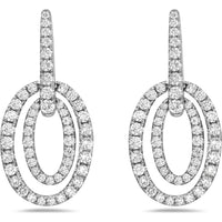 Charles Krypell - Diamond Double Oval Drop Earrings in 18K White Gold