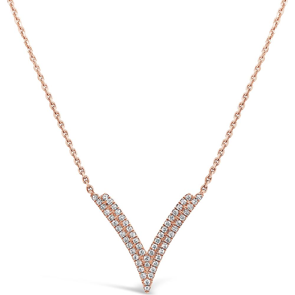 Charles Krypell - Diamond Double V Necklace in 18K Rose Gold