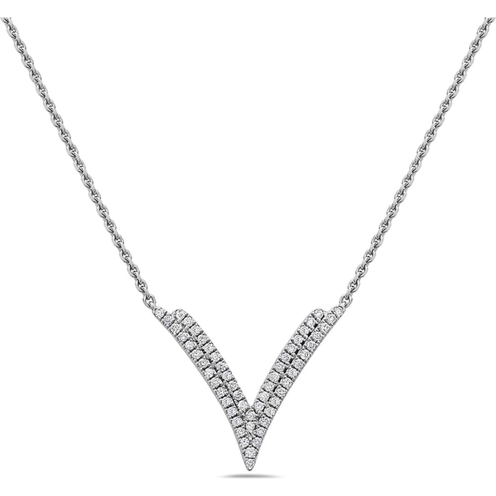 Charles Krypell - Diamond Double V Necklace in 18K White Gold