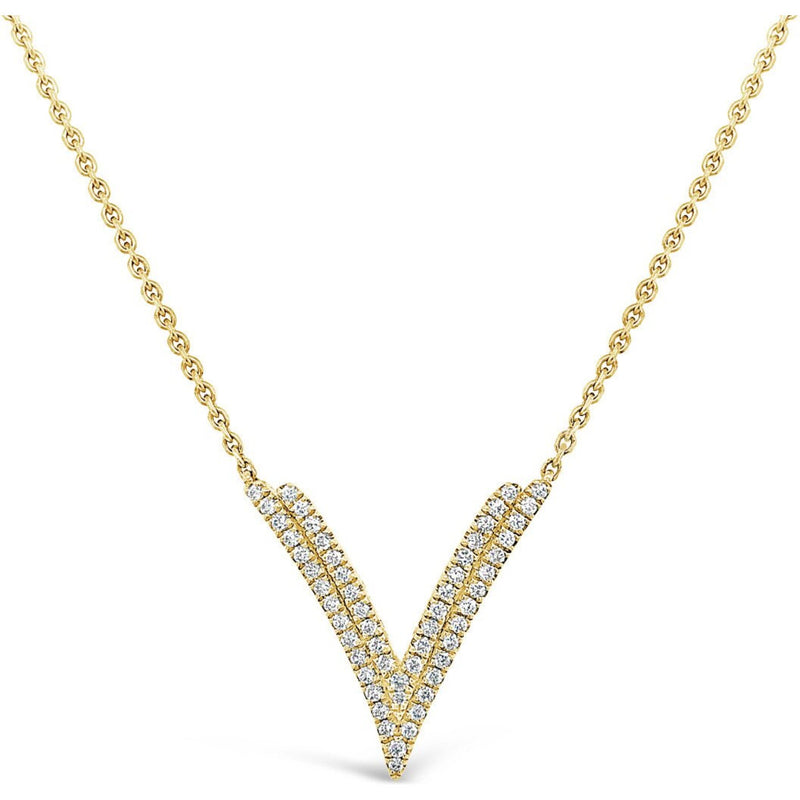 Charles Krypell - Diamond Double V Pendant Necklace - Yellow Gold and Diamond