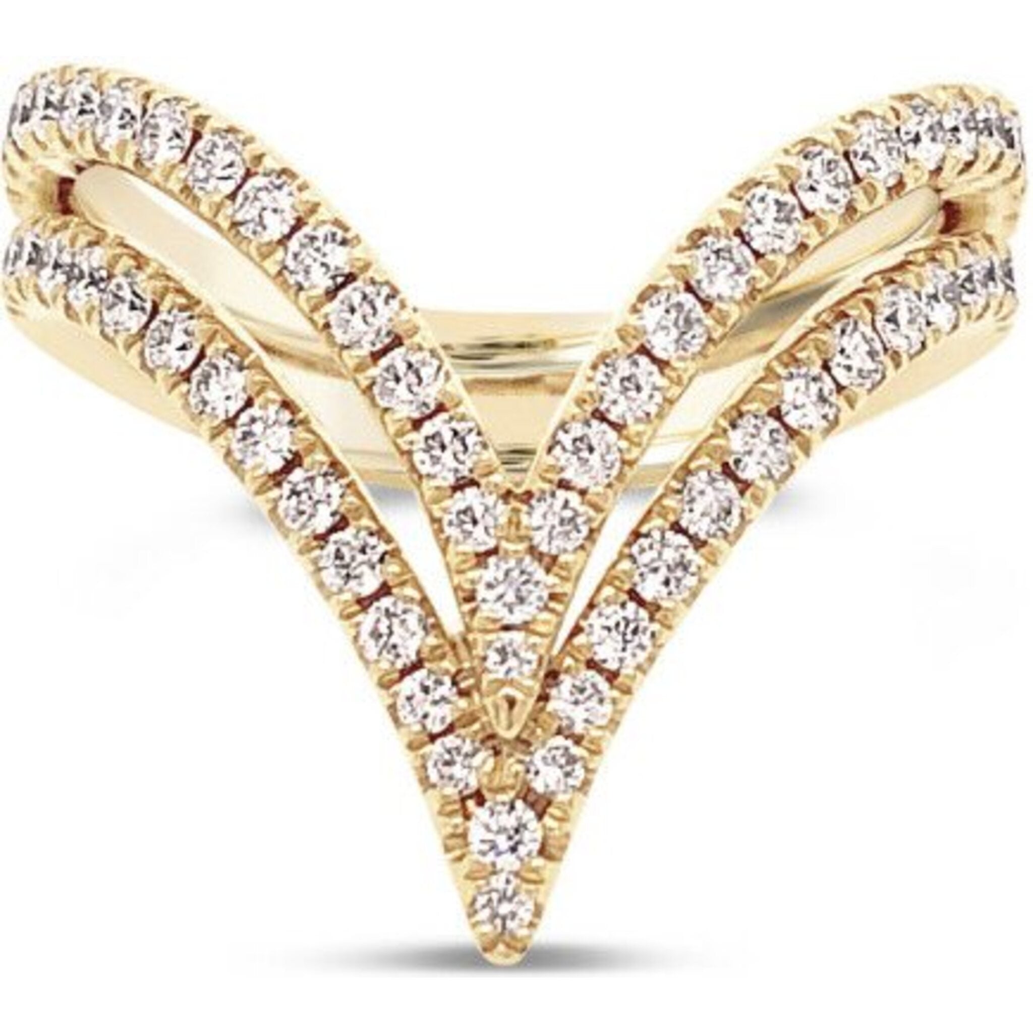 Charles Krypell - Diamond Double V Ring - Yellow Gold and Diamond