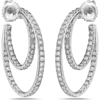 Charles Krypell - Diamond Inside Out Double Diamond Hoop in 18K White Gold