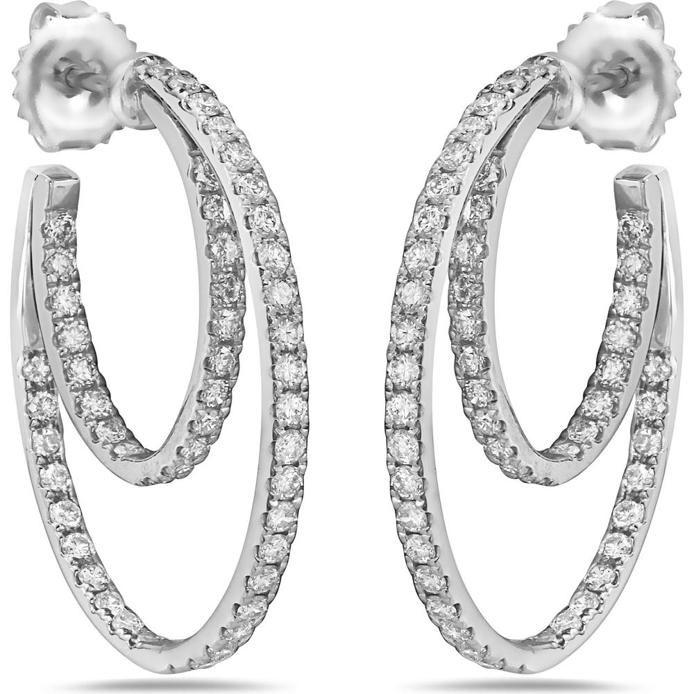 Charles Krypell - Diamond Inside Out Double Diamond Hoop in 18K White Gold