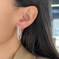 Charles Krypell - Diamond Inside Out Double Diamond Hoop in 18K White Gold