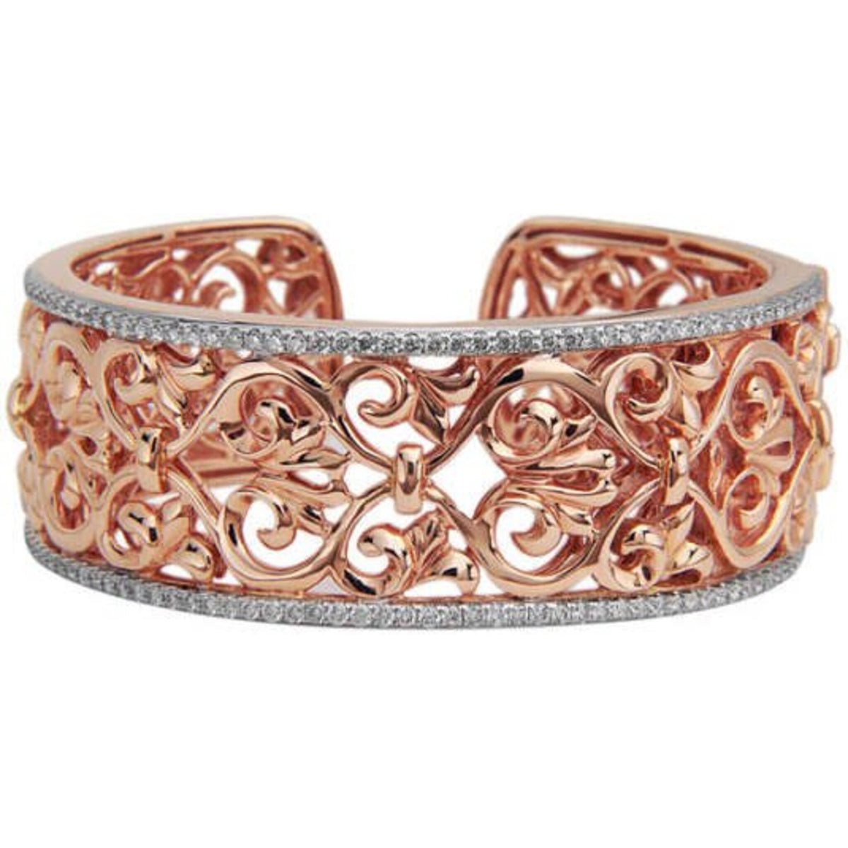 Charles Krypell - Diamond Ivy Lace Wide Cuff - Rose Gold & Diamond