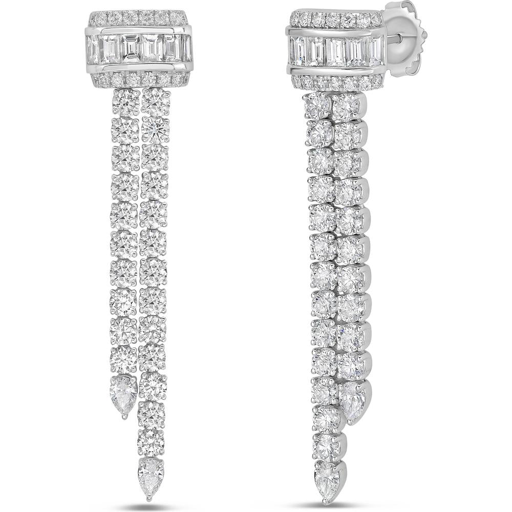 Charles Krypell - Diamond Lariat Earrings in 18K White Gold