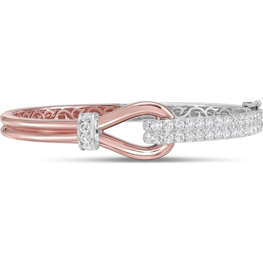 Charles Krypell - Diamond Lasso Bangle in 18K Rose Gold and White Gold