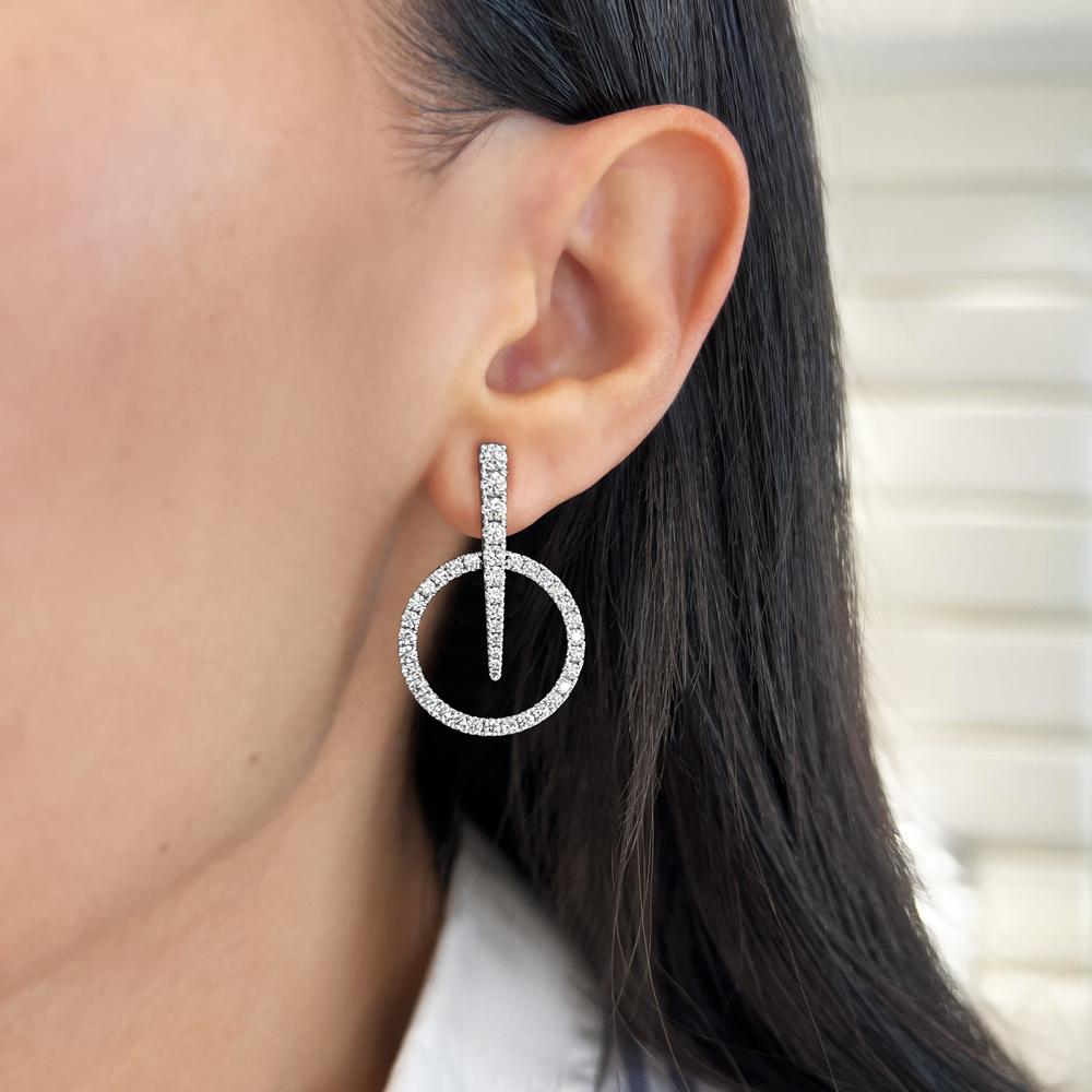 Charles Krypell - Diamond Luna Earrings in 18K White Gold