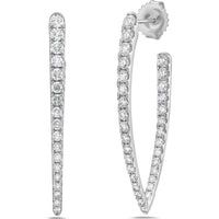 Charles Krypell - Diamond Marquise Shape In and Out Hoop in 18K White Gold