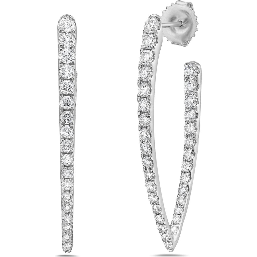 Charles Krypell - Diamond Marquise Shape In and Out Hoop in 18K White Gold