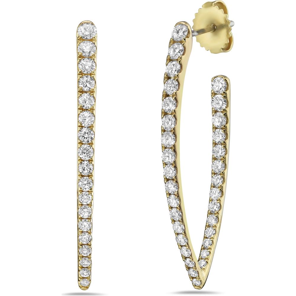 Charles Krypell - Diamond Marquise Shape In and Out Hoop in 18K Yellow Gold