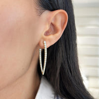 Charles Krypell - Diamond Marquise Shape In and Out Hoop in 18K Yellow Gold