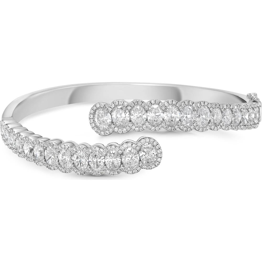 Charles Krypell - Diamond Oval Bypass Cuff in 18K White Gold