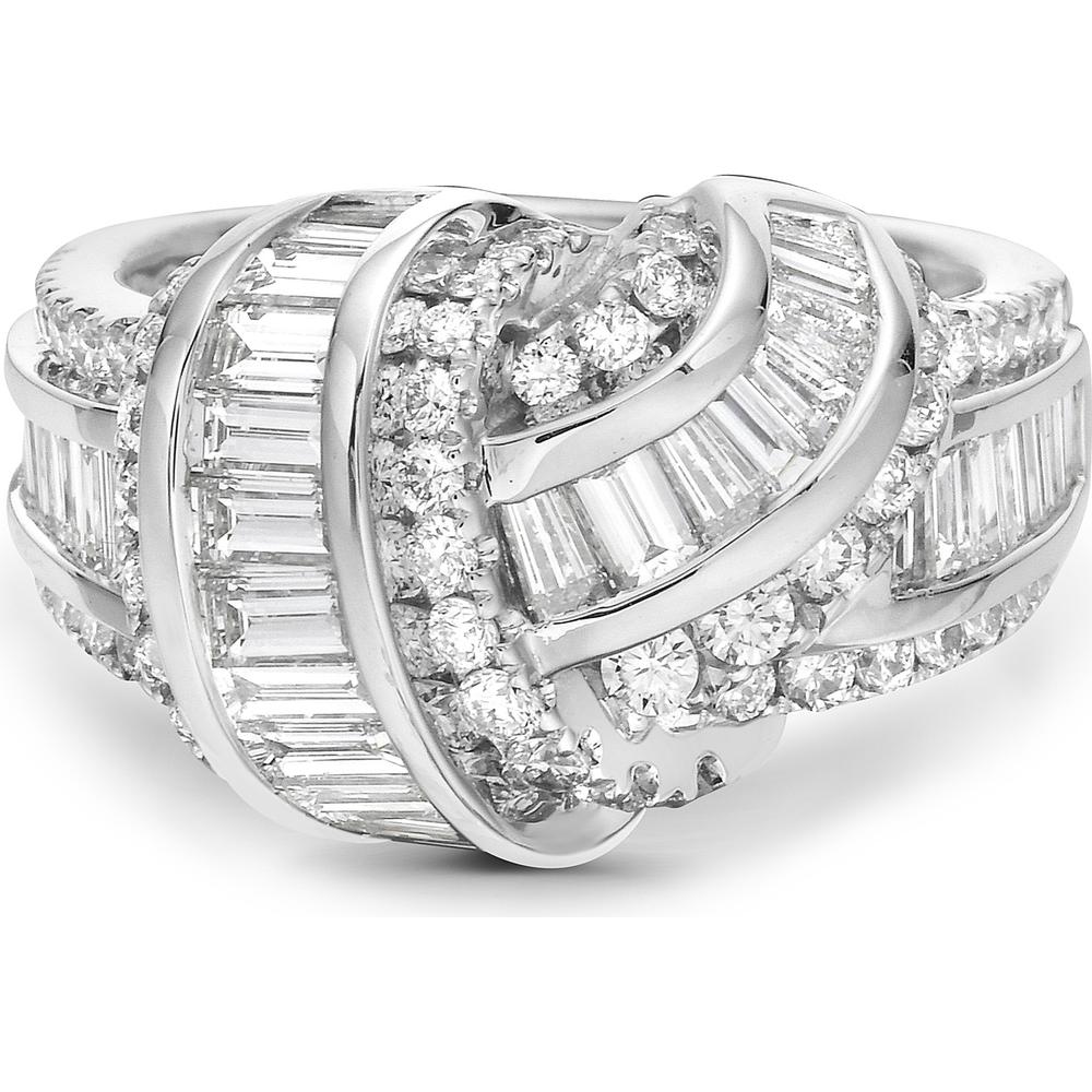 Charles Krypell - Diamond Signature Baguette Knot Ring in 18K White Gold
