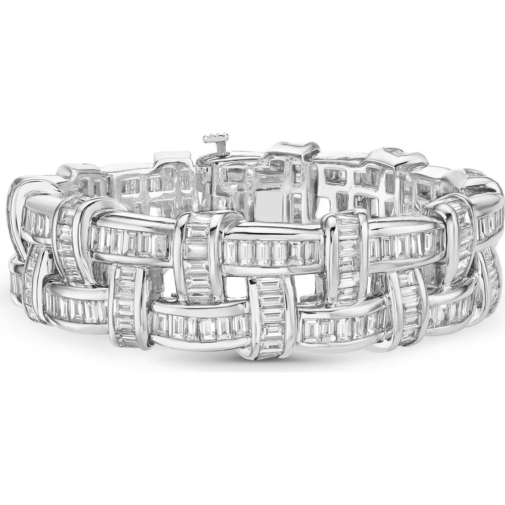 Charles Krypell - Diamond Signature Basket Weave Bracelet in 18K White Gold