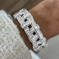 Charles Krypell - Diamond Signature Basket Weave Bracelet in 18K White Gold