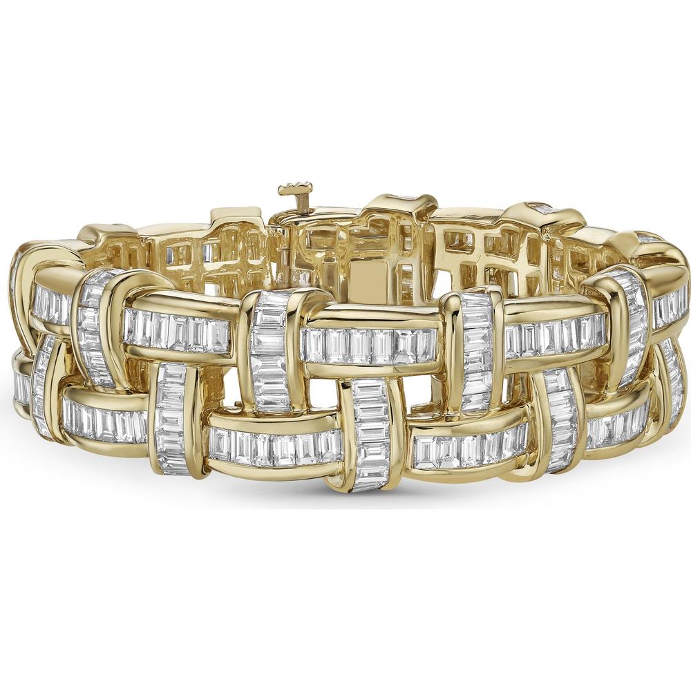 Charles Krypell - Diamond Signature Basket Weave Bracelet in 18K Yellow Gold