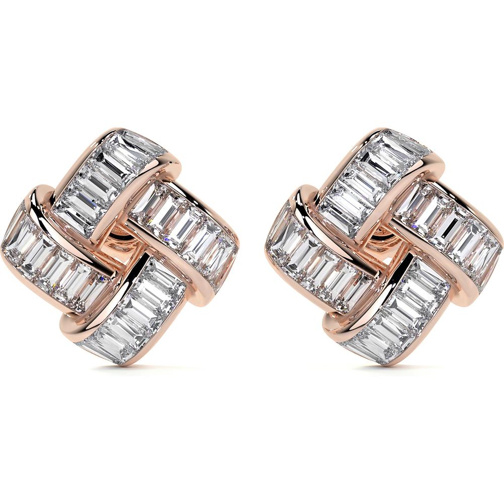 Charles Krypell - Diamond Signature Basket Weave Earrings (Small Version) in 18K Rose Gold