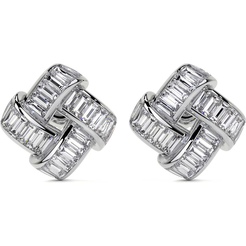 Charles Krypell - Diamond Signature Basket Weave Earrings (Small Version) in 18K White Gold