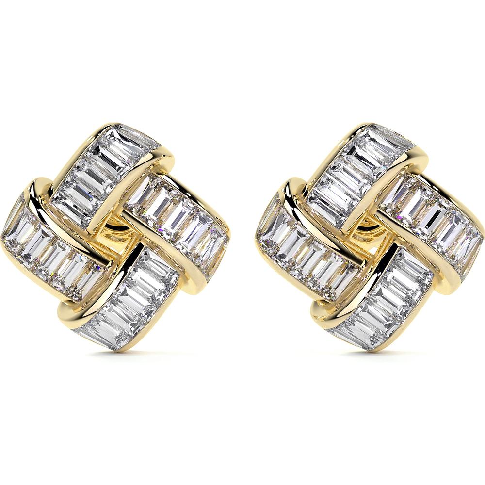 Charles Krypell - Diamond Signature Basket Weave Earrings (Small Version) in 18K Yellow Gold
