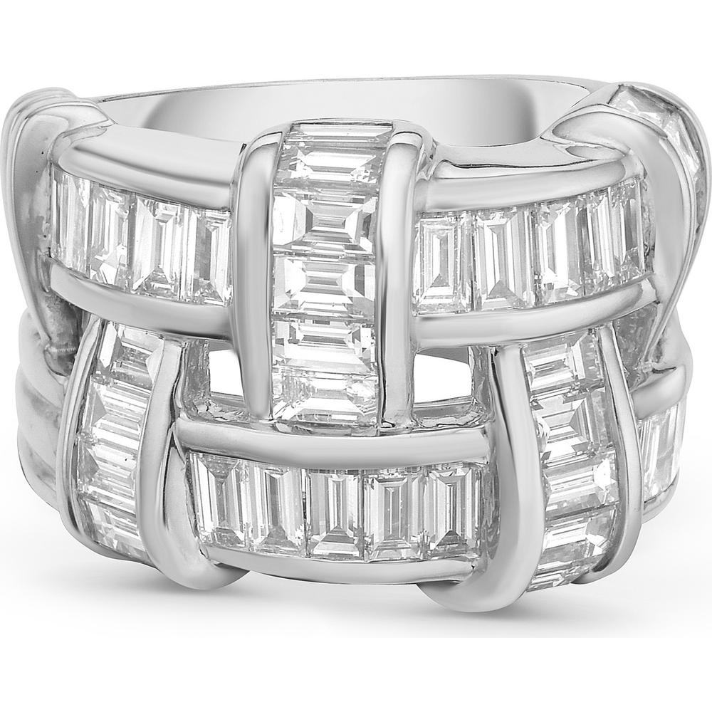 Charles Krypell - Diamond Signature Basket Weave Ring in 18K White Gold
