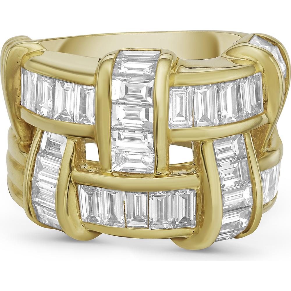 Charles Krypell - Diamond Signature Basket Weave Ring in 18K Yellow Gold