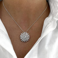 Charles Krypell - Diamond Sunburst Pendant in 18K White Gold