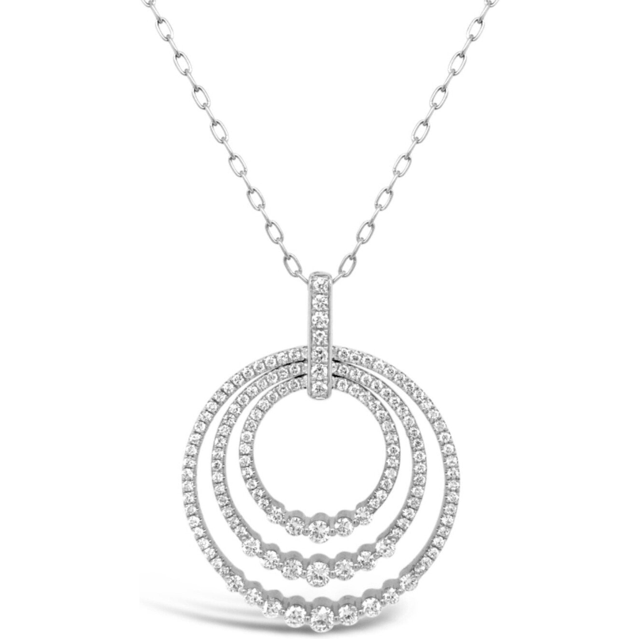 Charles Krypell - Diamond Sunset Large Circle Pendant - White Gold And Diamond