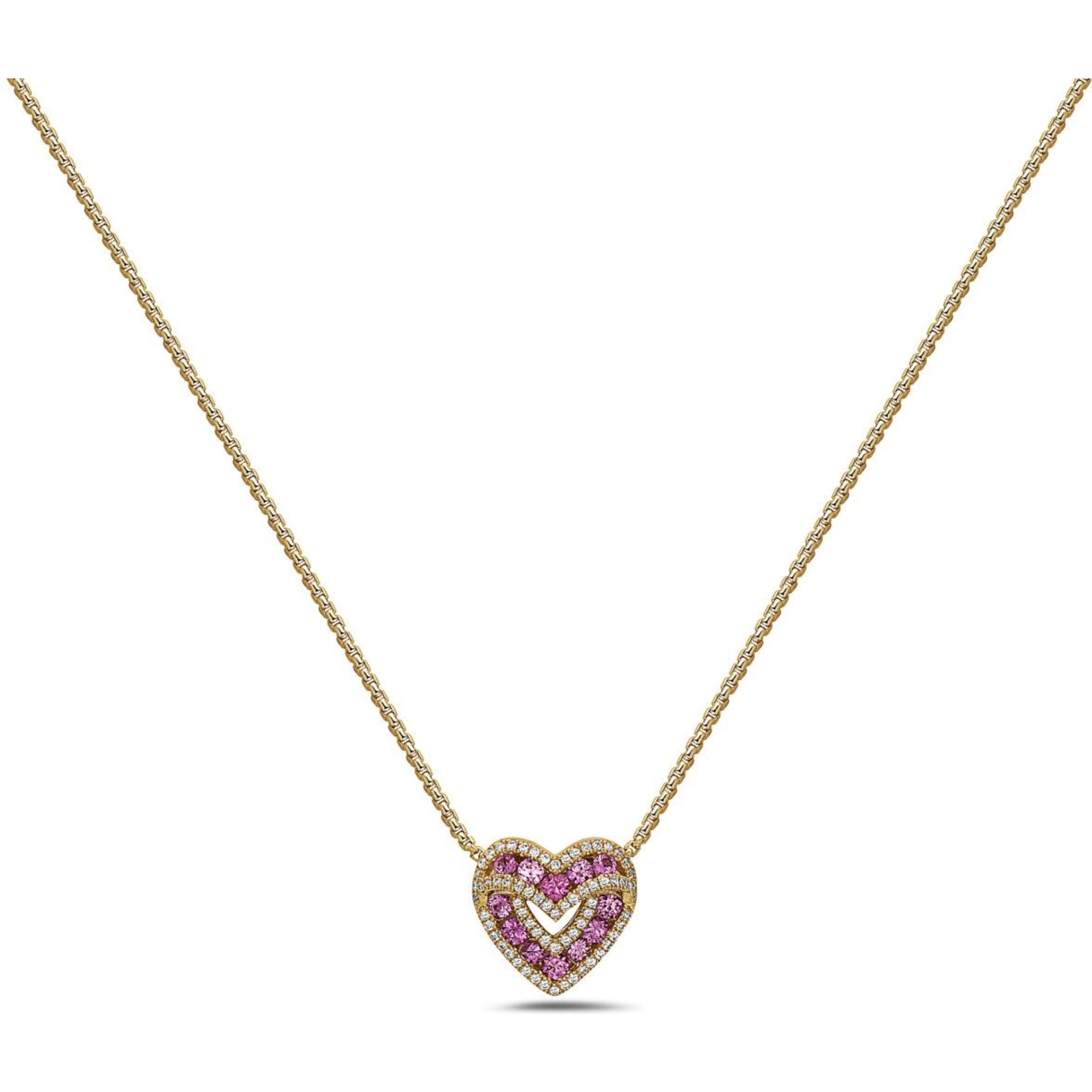 Charles Krypell - Diamond Sweetheart Pendant - Yellow Gold and Pink Sapphire / 18k Yellow Gold