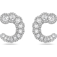 Charles Krypell - Diamond Swoop Huggie Earrings in 18K White Gold