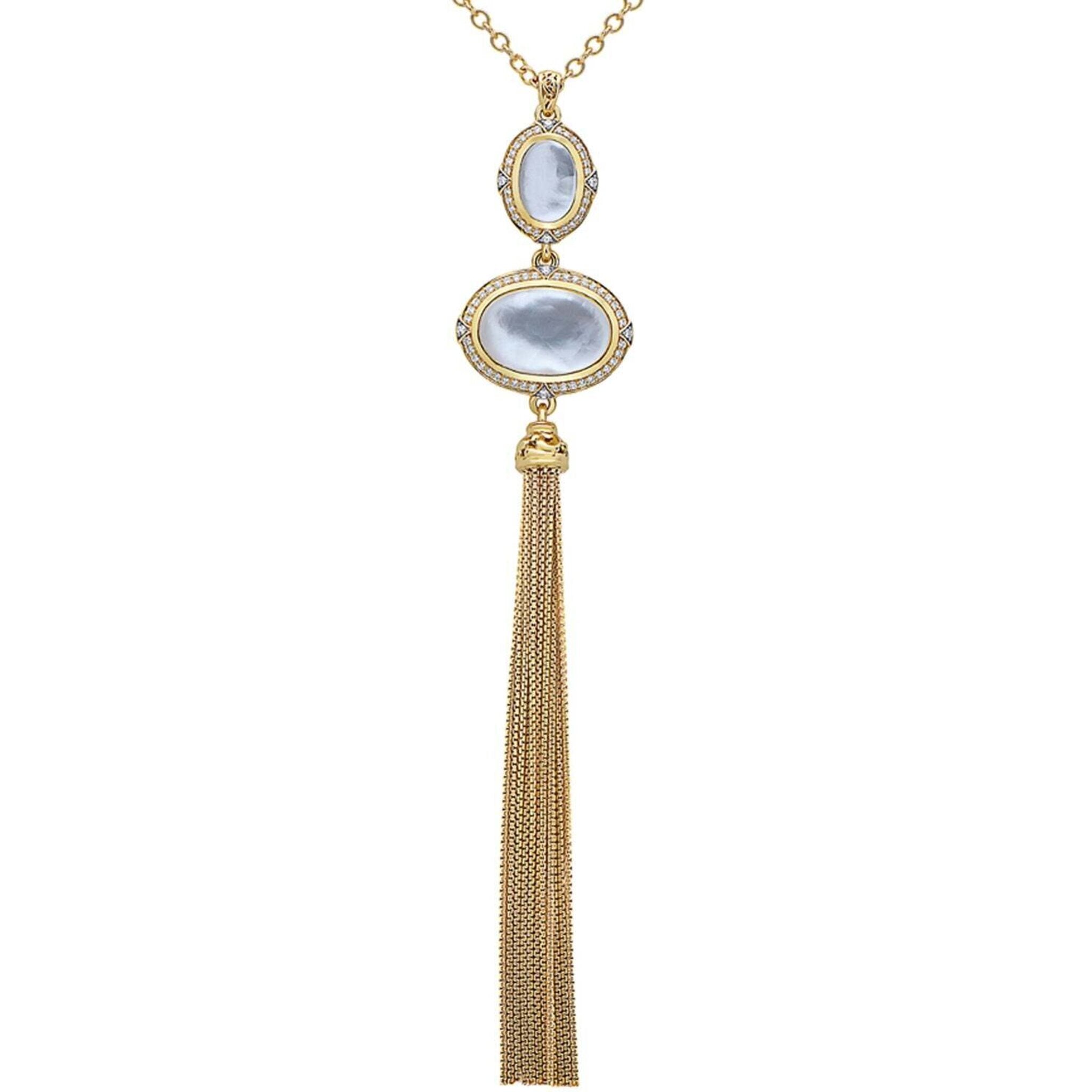Charles Krypell - Diamond Tassel Necklace - White Mother of Pearl