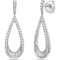 Charles Krypell - Diamond Teardrop Earrings in 18K White Gold