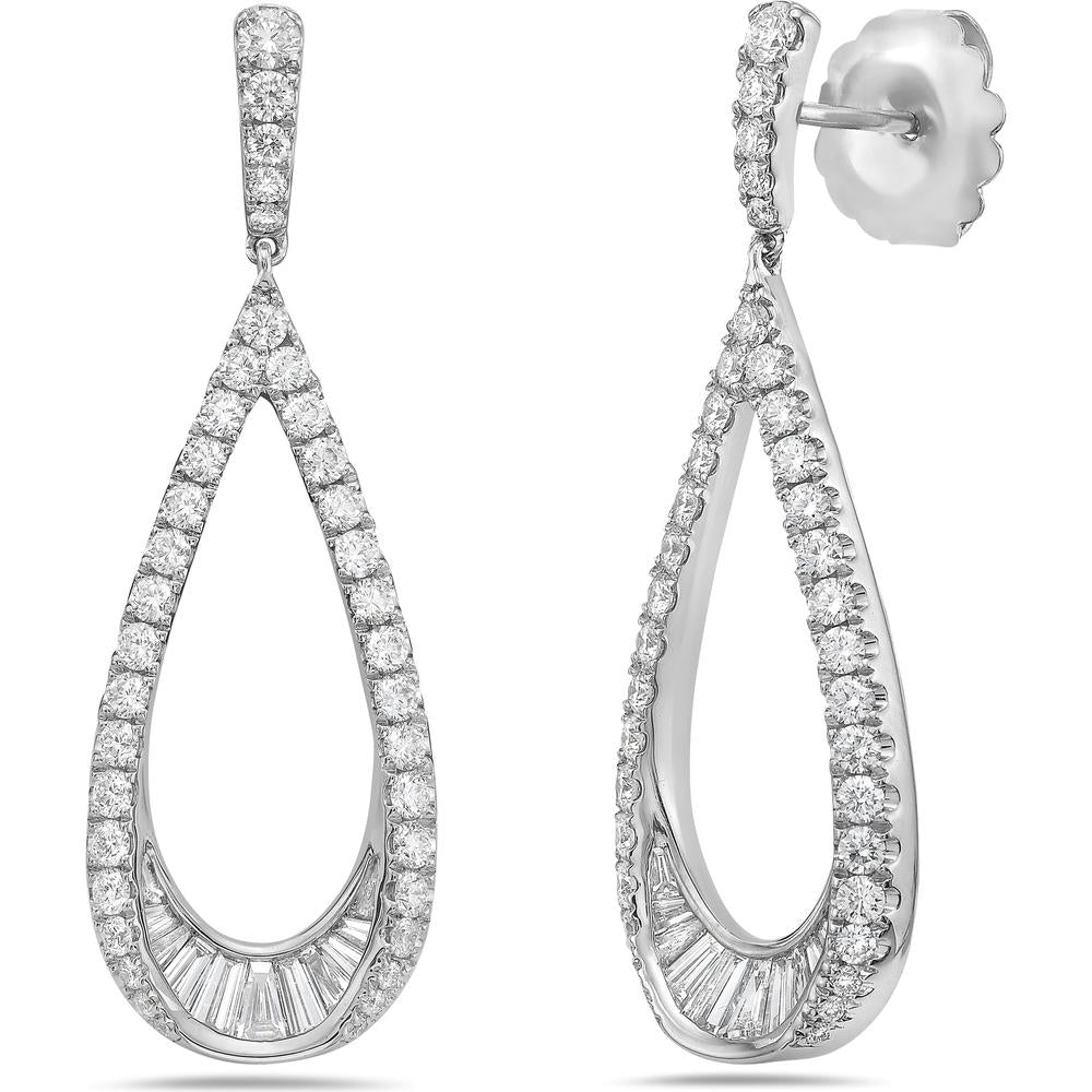 Charles Krypell - Diamond Teardrop Earrings in 18K White Gold