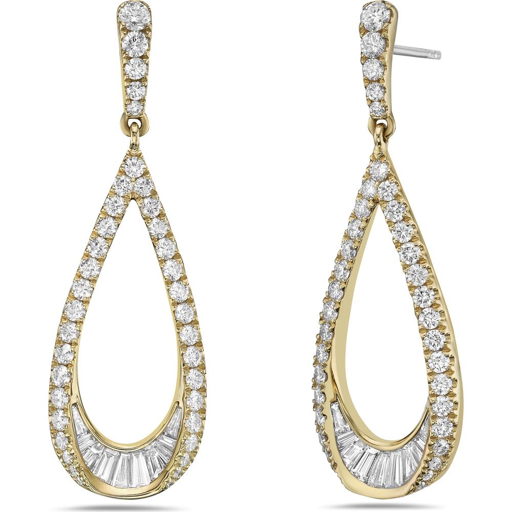 Charles Krypell - Diamond Teardrop Earrings in 18K Yellow Gold