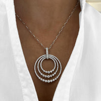 Charles Krypell - Diamond Tripel Circle Pendant in 18K White Gold