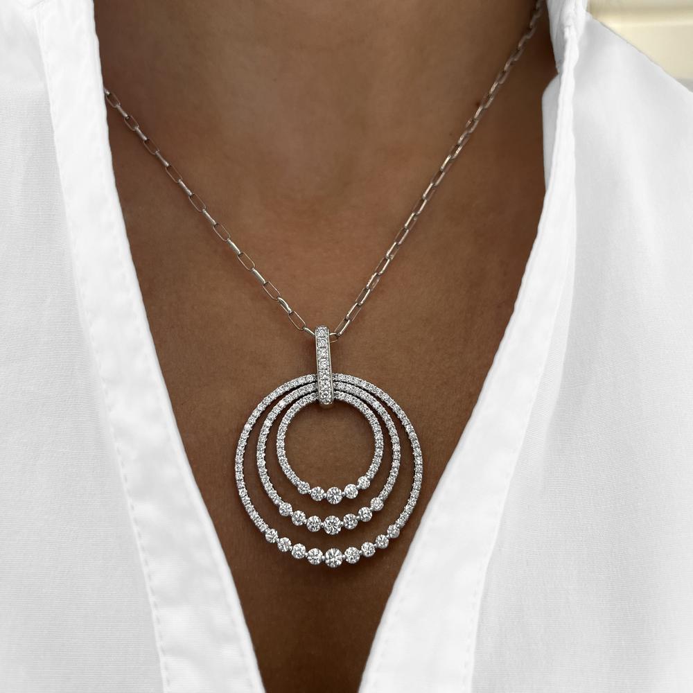 Charles Krypell - Diamond Tripel Circle Pendant in 18K White Gold