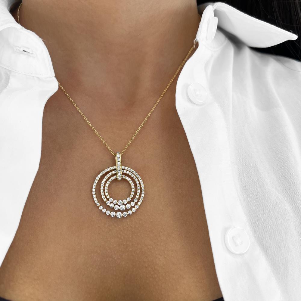 Charles Krypell - Diamond Triple Circle Pendant in 18K Yellow Gold