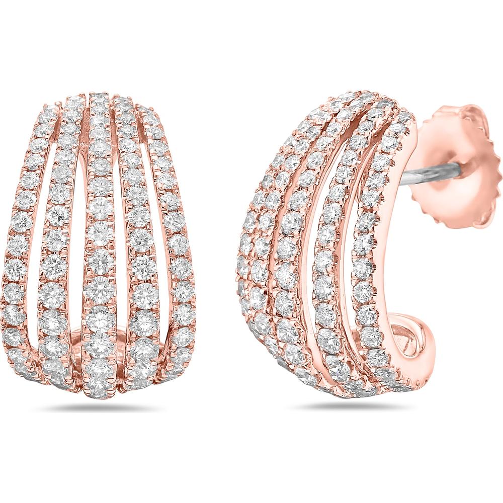 Charles Krypell - Domed Diamond Birdcage Earrings in Rose Gold in 18K Rose Gold
