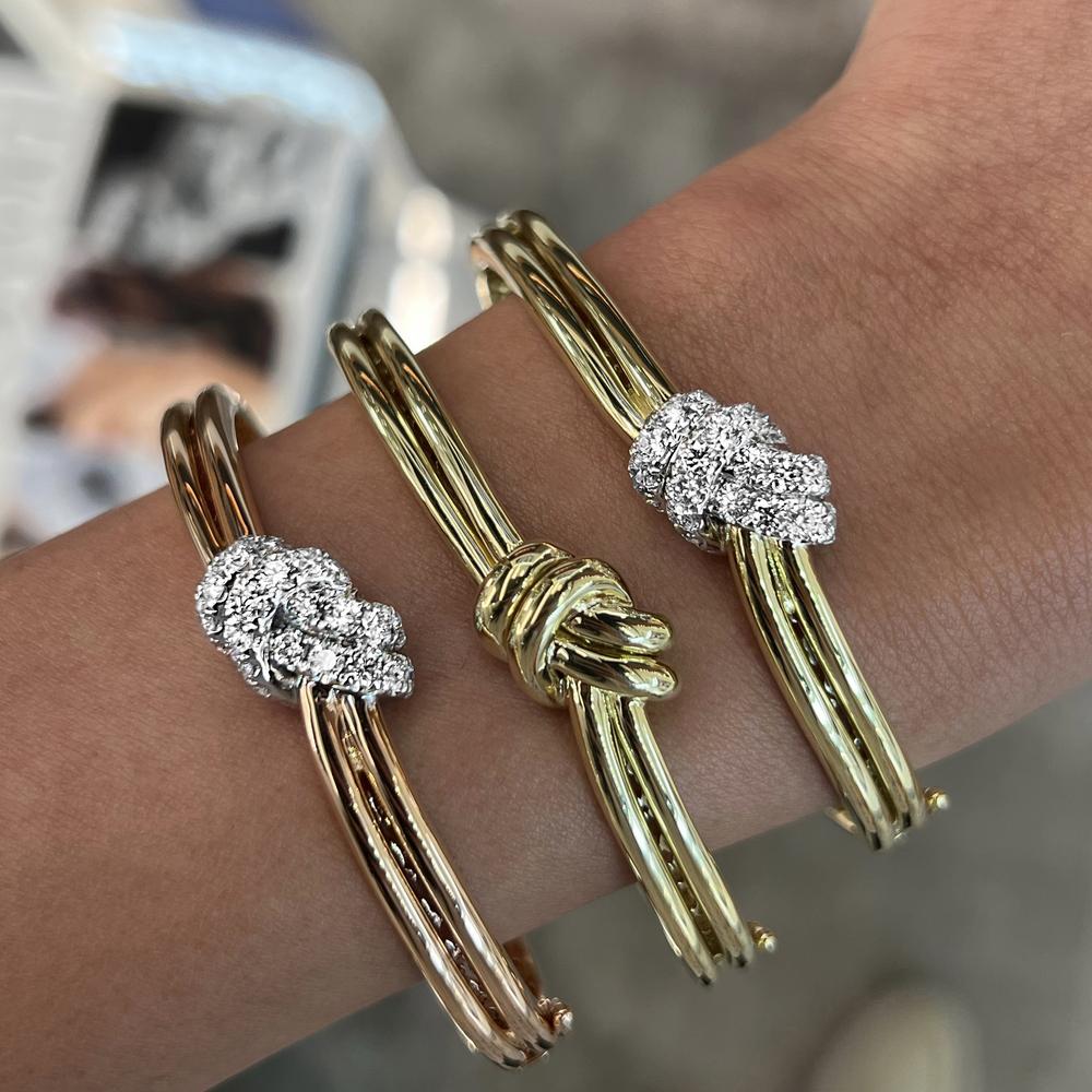 Charles Krypell - Gold and Diamond Knot Bangle in 18K Rose Gold