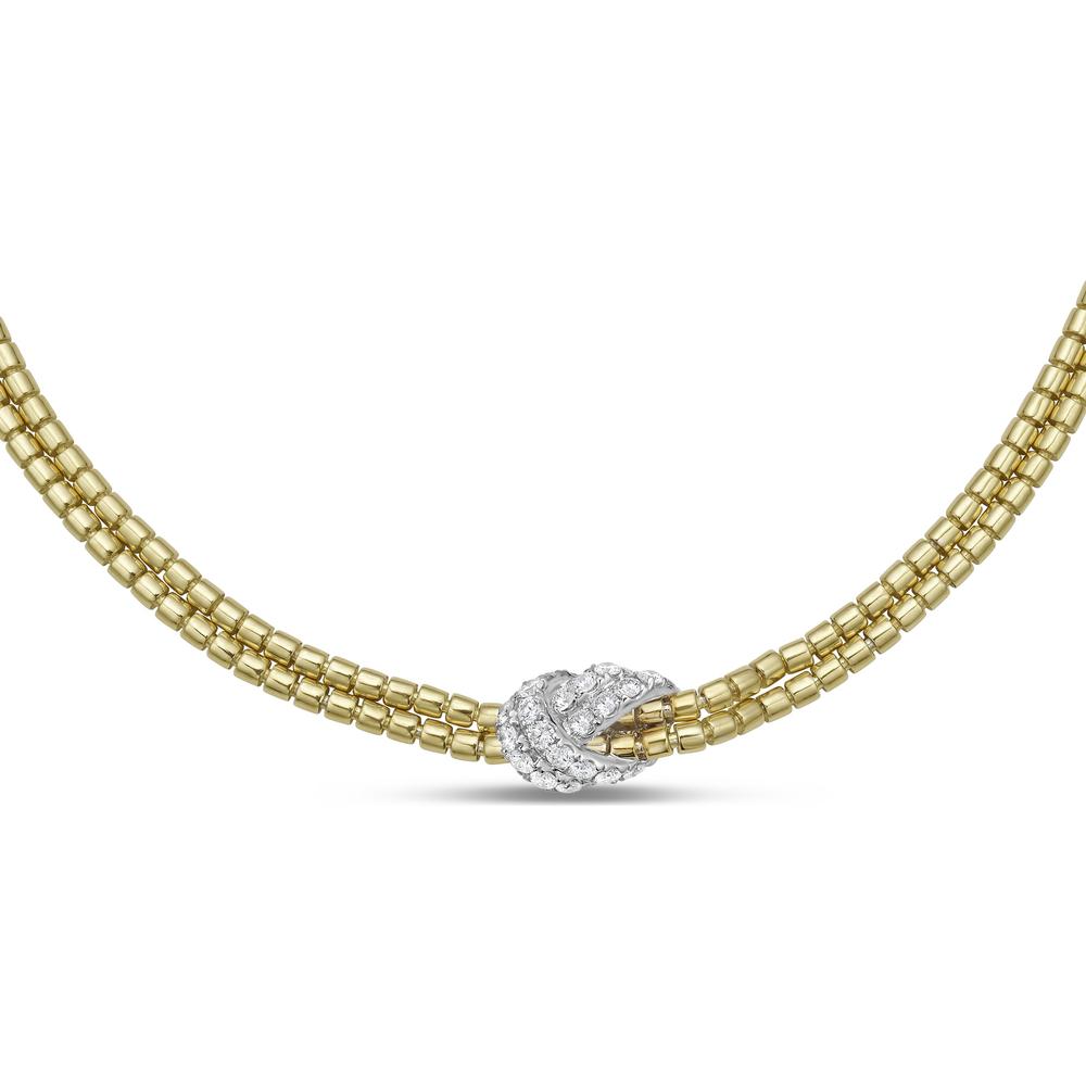 Charles Krypell - Gold and Diamond Knot Necklace in 18K Yellow Gold