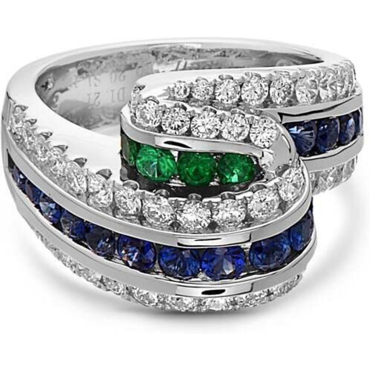 Charles Krypell - Krypell Collection Diamond Triple Fold Ring - Sapphire & Emerald