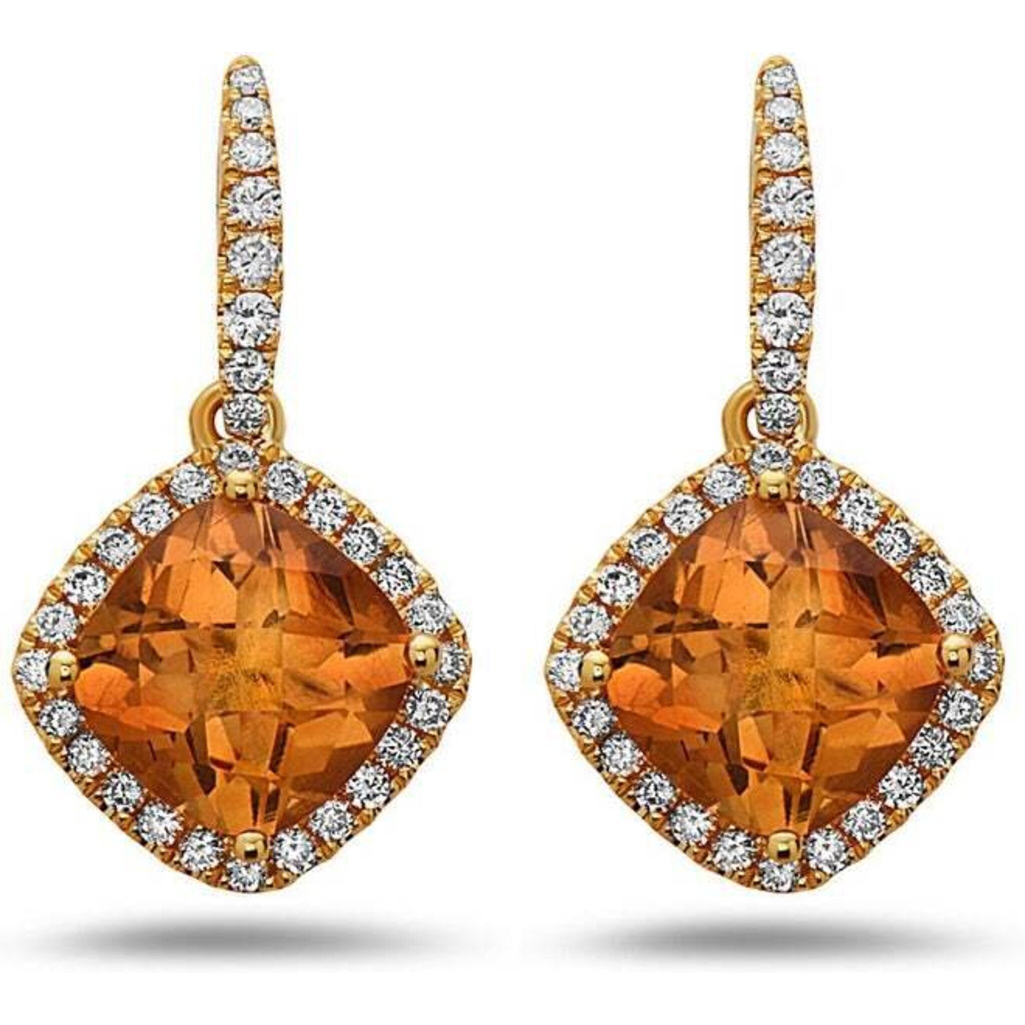 Charles Krypell - Pastel Diamond Angled Cushion Earring - Citrine and Yellow Gold
