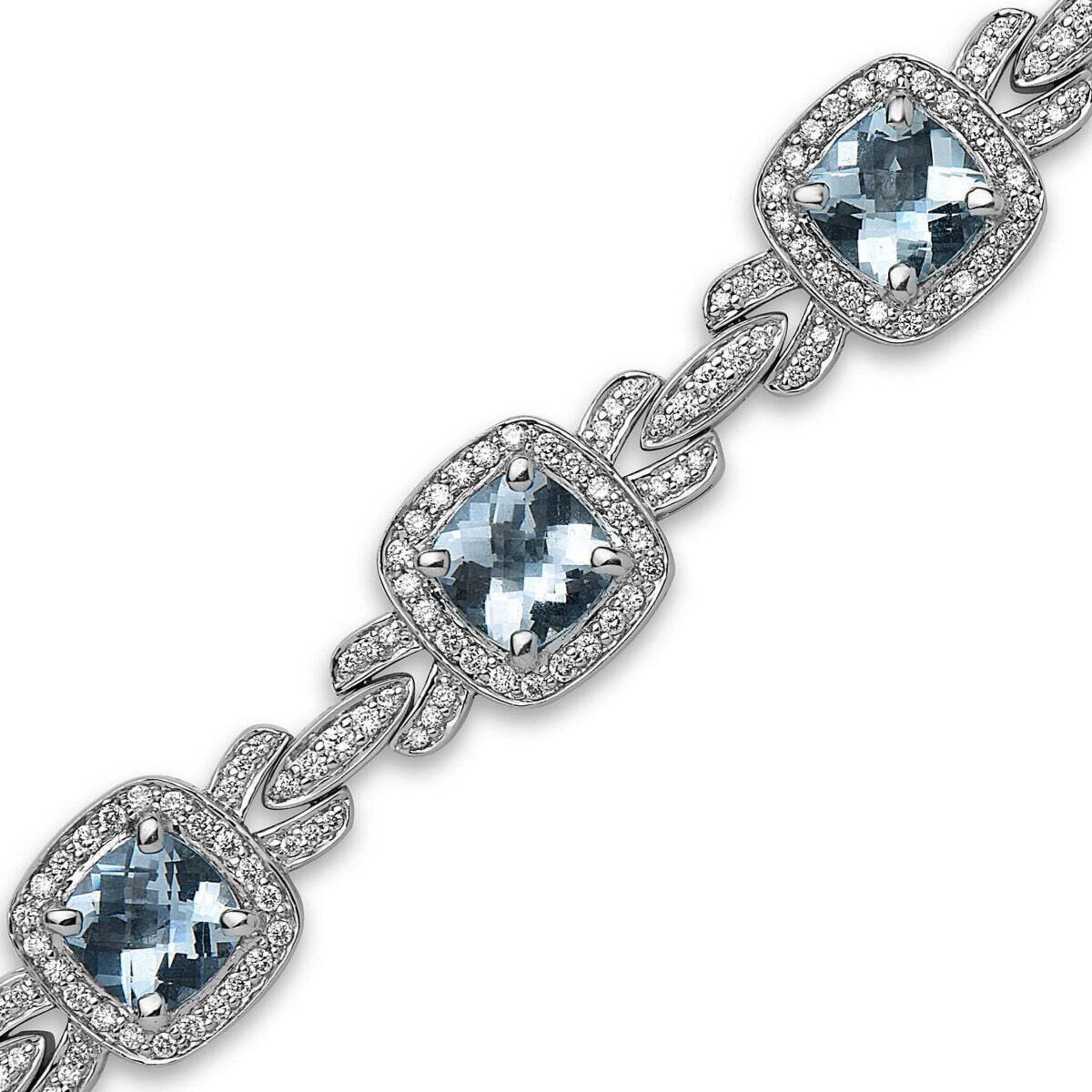 Charles Krypell - Pastel Diamond Bridle Cushion Bracelet - Aquamarine