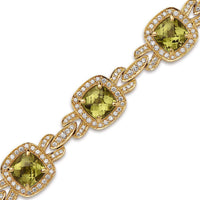 Charles Krypell - Pastel Diamond Bridle Cushion Bracelet - Peridot and Yellow Gold