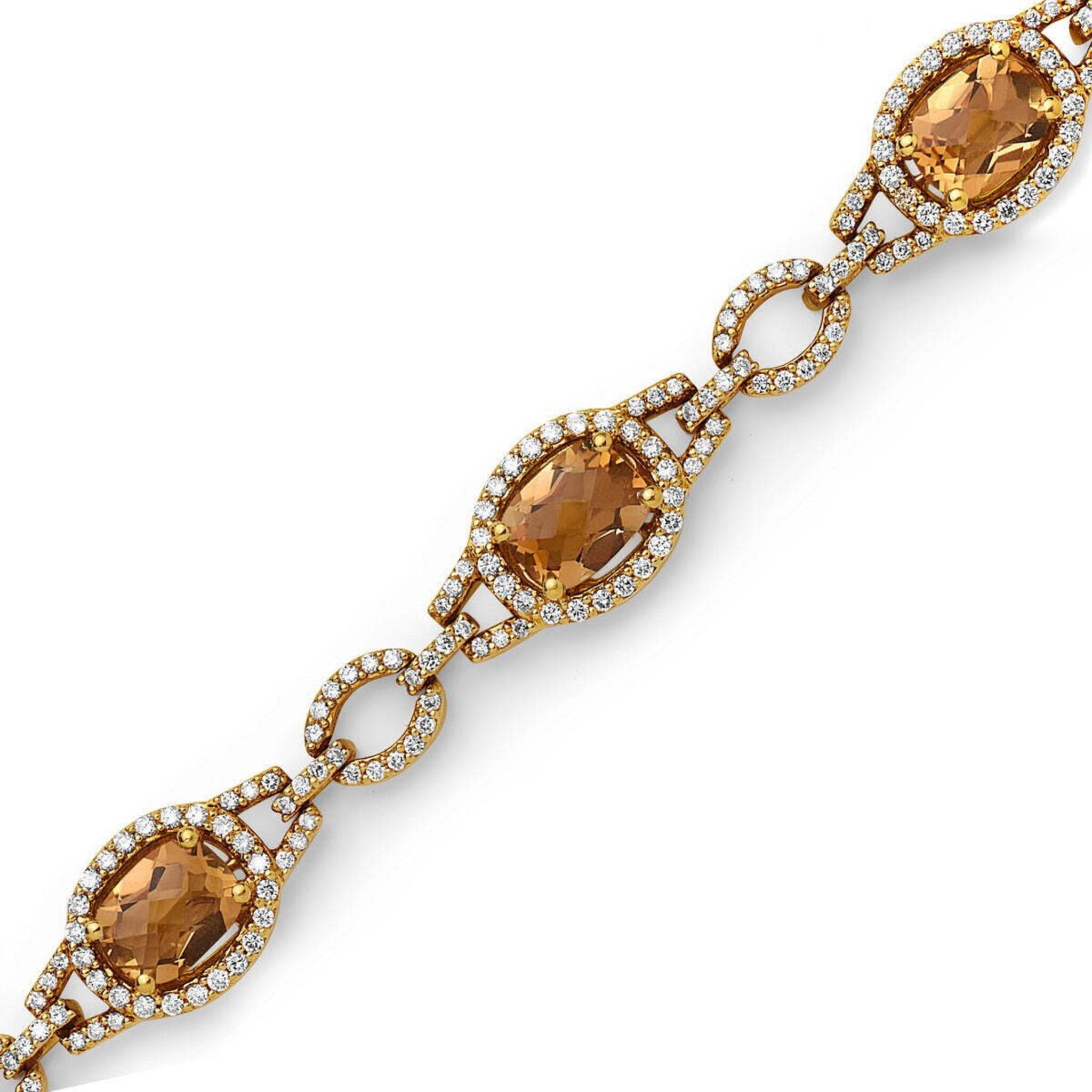 Charles Krypell - Pastel Diamond Bridle Oval Bracelet - Citrine and Yellow Gold