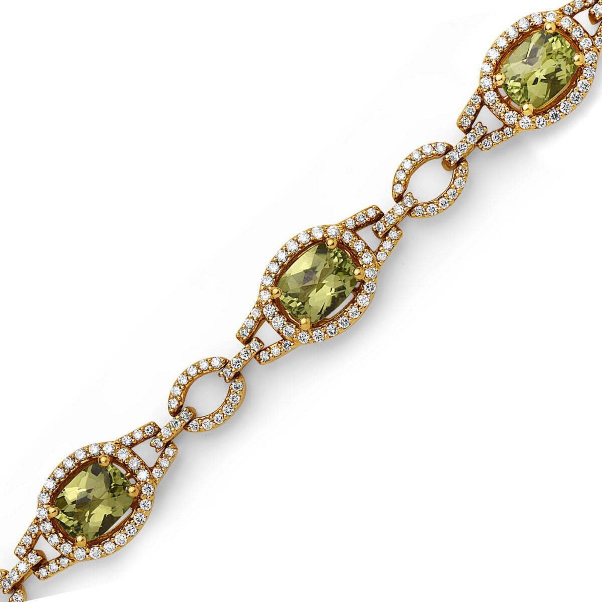 Antique Edwardian 9ct gold peridot fancy link bracelet - Vintique Jewellery