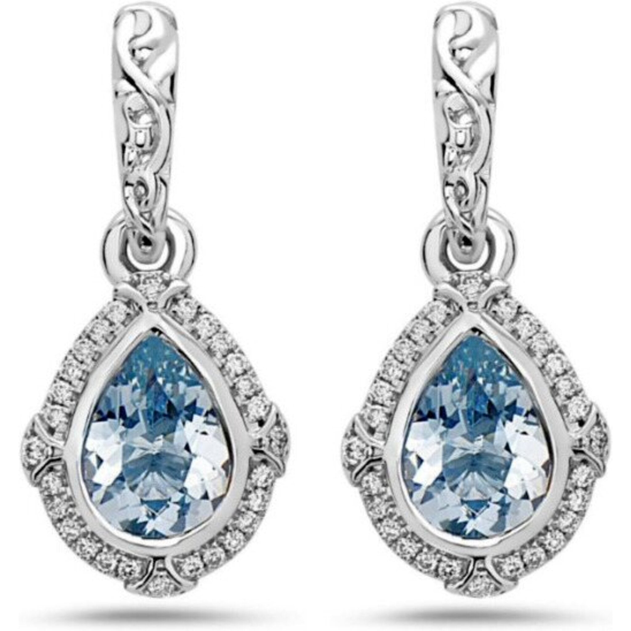 Charles Krypell - Pastel Diamond Classic Pear Shape Drop Earring - Aquamarine
